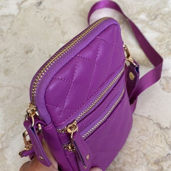 NWOT Sondra Roberts Squared Quilted Vegan Leather Cross Body Wallet Phone Bag - Picture 6 of 11